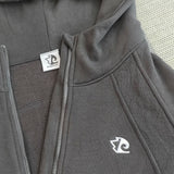 Black Zip-Up Crop Top Hoodie with Pocket for Women